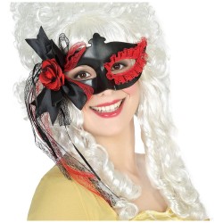 Venezianische Augenmaske Rot Schwarz PVC