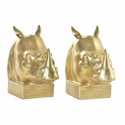 Bogstøtte DKD Home Decor Nashorn Gold Harz Kolonial 15 x 7,5 x 14,5 cm