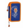 Doppel-Federtasche Valencia Basket M854 Blau Orange 12.5 x 19.5 x 4 cm (28 Stücke)