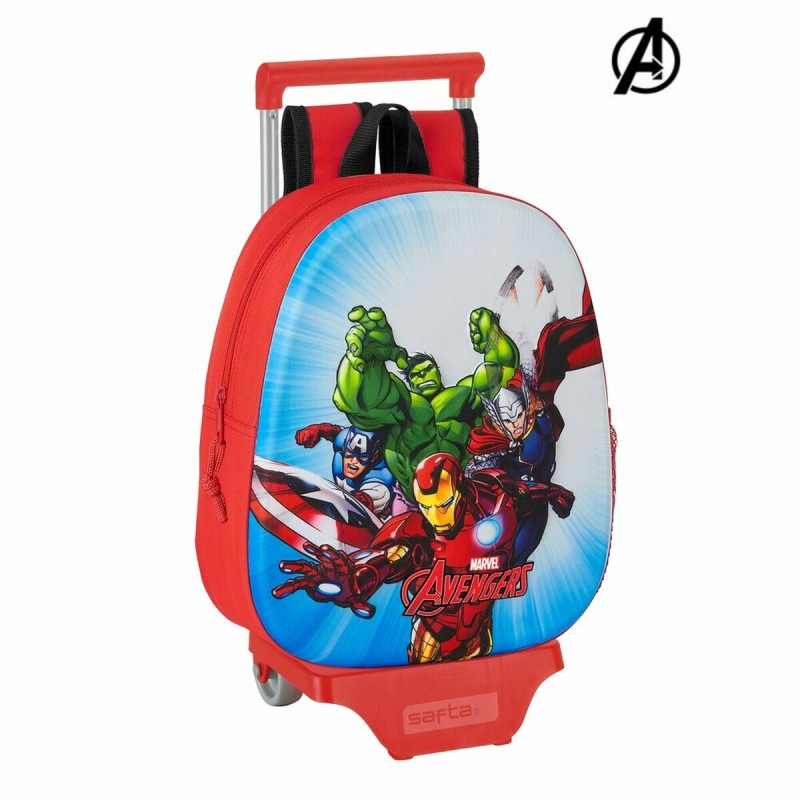 Schulrucksack 3D mit Rädern 705 The Avengers Rot