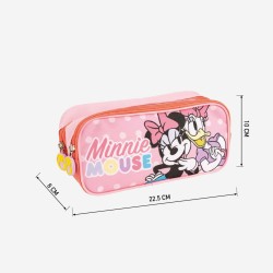 Zweifaches Mehrzweck-Etui Minnie Mouse Rosa 22,5 x 8 x 10 cm
