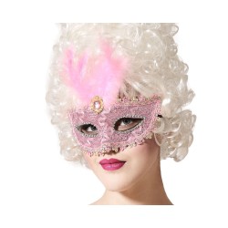 Augenmaske mit Federn 17 x 17 cm Rosa
