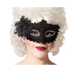 Augenmaske mit Federn Schwarz 20 x 10 cm