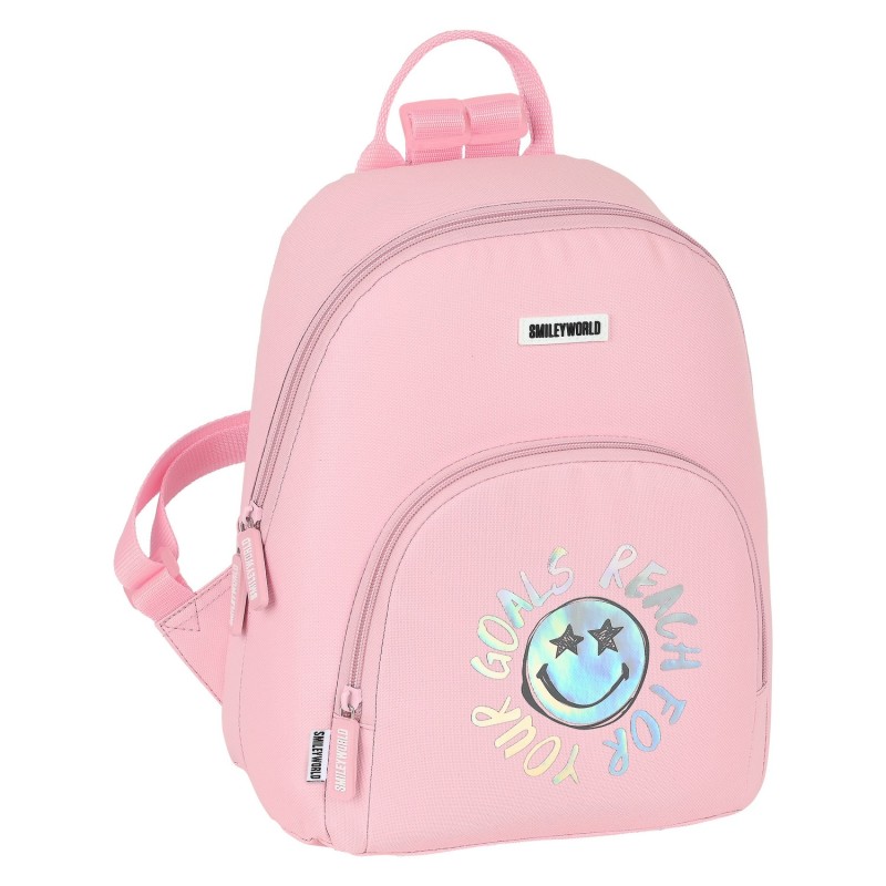 Lässiger Rucksack Smiley Iris Rosa (25 x 30 x 13 cm)