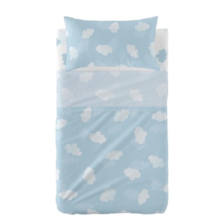 Bettwäsche-Set HappyFriday Basic Kids Clouds Blau Babybettchen 2 Stücke