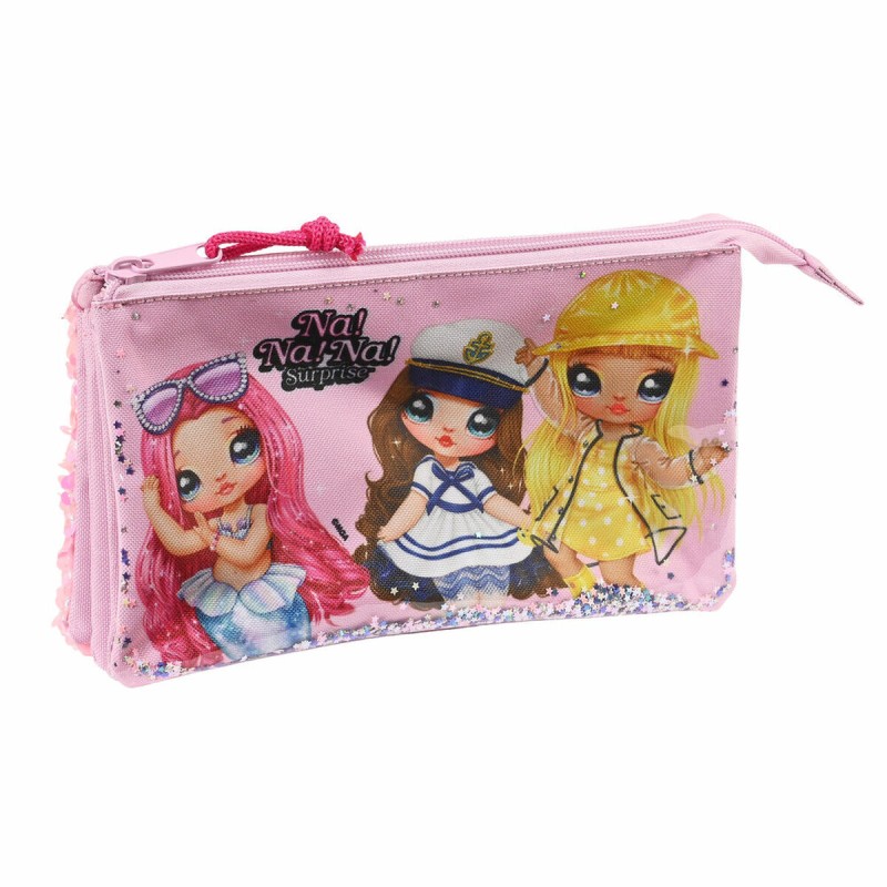 Dreifaches Mehrzweck-Etui Na!Na!Na! Surprise Sparkles Rosa (22 x 12 x 3 cm)