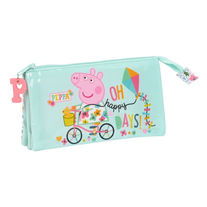 Dreifaches Mehrzweck-Etui Peppa Pig Cosy corner Hellblau (22 x 12 x 3 cm)