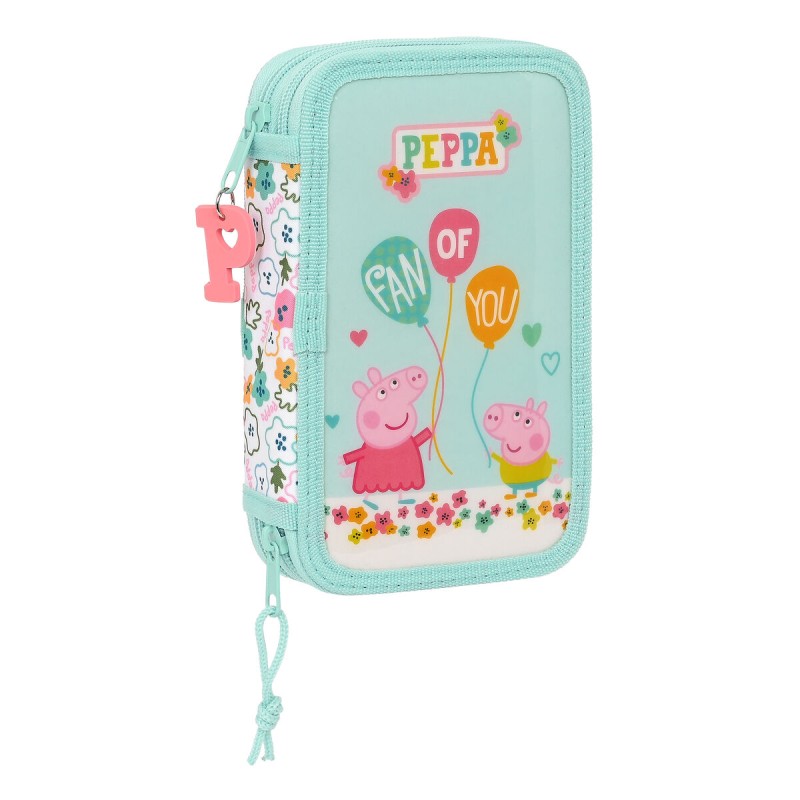 Doppel-Federtasche Peppa Pig Cosy corner Blau (28 Stücke)