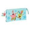 Dreifaches Mehrzweck-Etui Spongebob Stay positive Blau Weiß (22 x 12 x 3 cm)