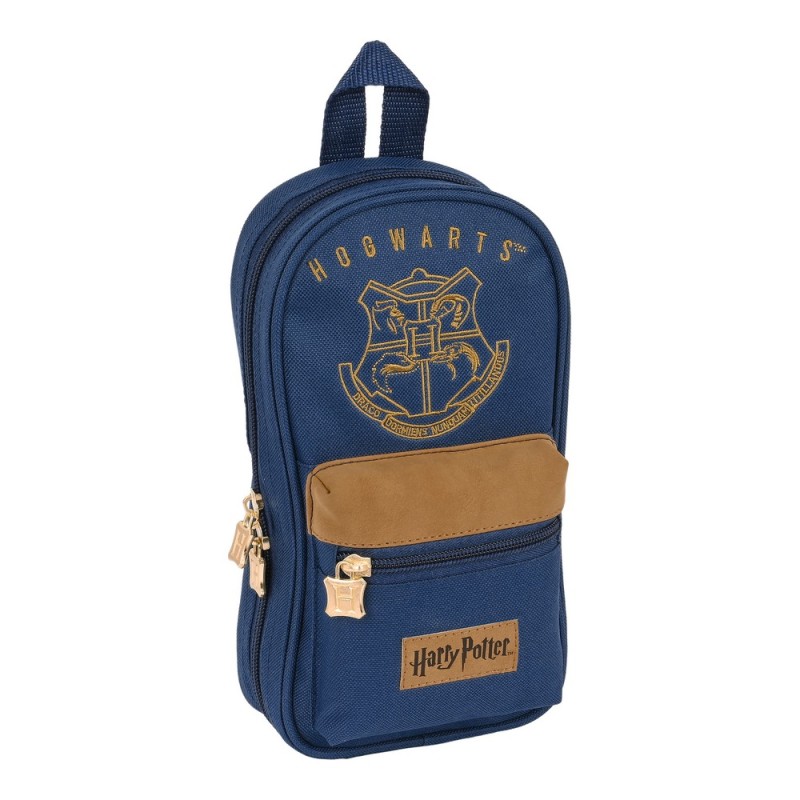 Rucksack mit Federtaschen Harry Potter Magical Braun Marineblau (12 x 23 x 5 cm) (33 Stücke)