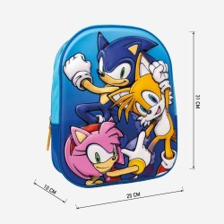 Schulrucksack 3D Sonic 25 x 31 x 9 cm Blau