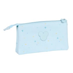 Dreifaches Mehrzweck-Etui Mickey Mouse Clubhouse Baby Hellblau (22 x 12 x 3 cm)