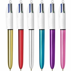 Kugelschreiber-Set Bic Shine Silver Weiß Bunt (12 Stücke)