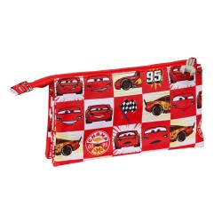 Dreifaches Mehrzweck-Etui Cars Let's race Rot Weiß (22 x 12 x 3 cm)