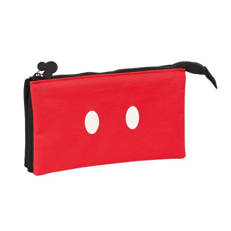 Dreifaches Mehrzweck-Etui Mickey Mouse Clubhouse Mickey mood Rot Schwarz (22 x 12 x 3 cm)