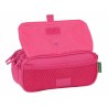 Dreifaches Mehrzweck-Etui Benetton Raspberry 21,5 x 10 x 8 cm Pink