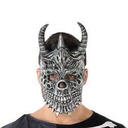 Maske Halloween Dämon Skelett Grau (20 X 33 cm)