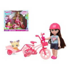 Puppe mit Haustier Dream Bicycle Rosa