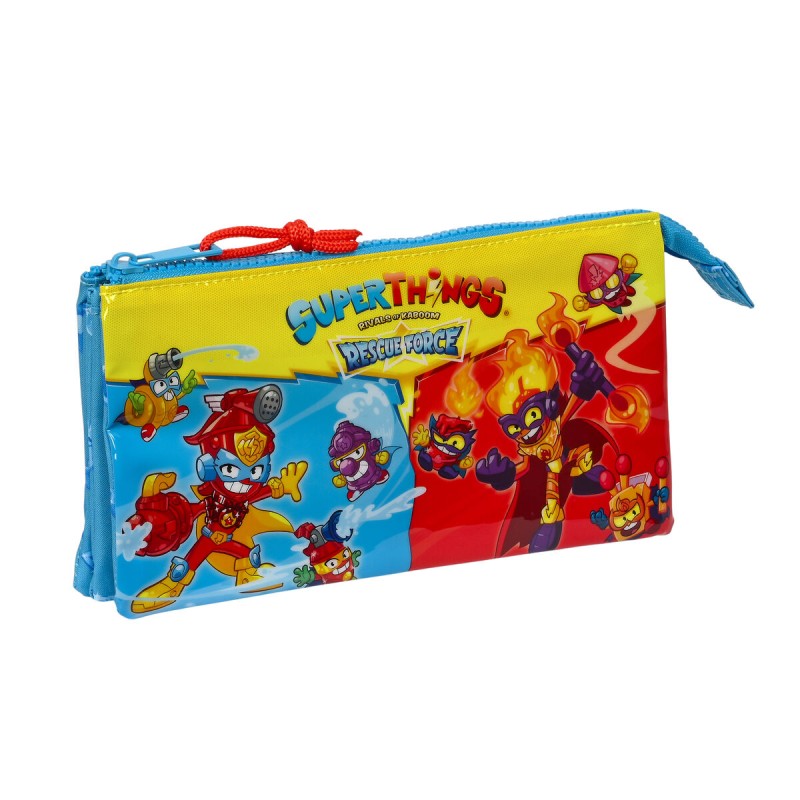 Dreifaches Mehrzweck-Etui SuperThings Rescue force Blau 22 x 12 x 3 cm