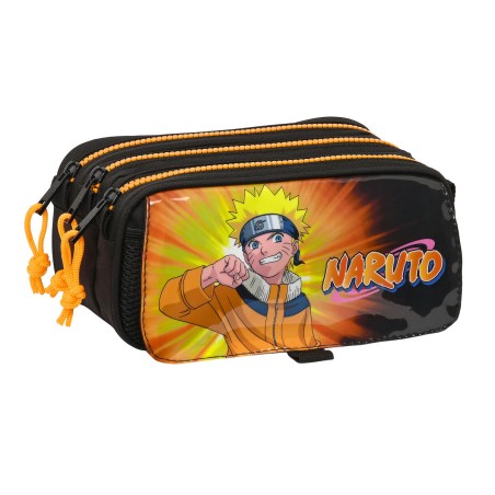 Dreifaches Mehrzweck-Etui Naruto 21,5 x 10 x 8 cm Schwarz Orange