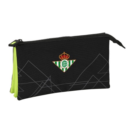 Dreifaches Mehrzweck-Etui Real Betis Balompié Schwarz Neongrün 22 x 12 x 3 cm