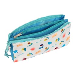 Zweifaches Mehrzweck-Etui Baby Shark Surfing Blau Weiß 22 x 12 x 3 cm