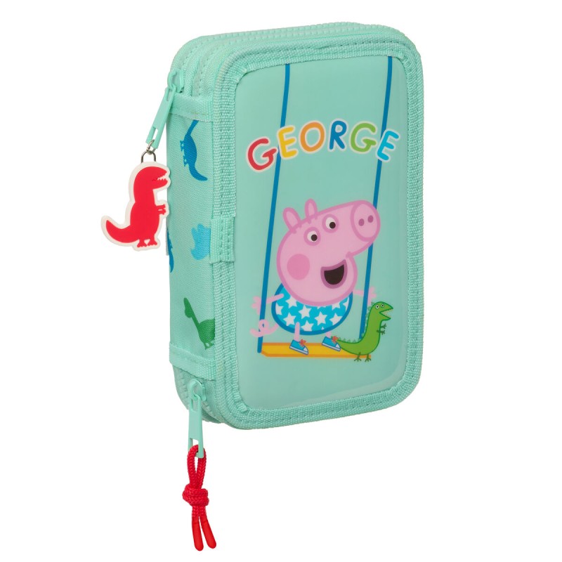 Doppel-Federtasche Peppa Pig George Minze 12.5 x 19.5 x 4 cm (28 Stücke)