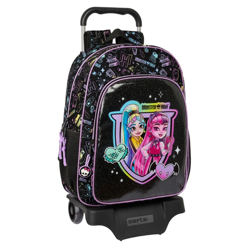 Schulrucksack mit Rädern Monster High Schwarz 33 x 42 x 14 cm