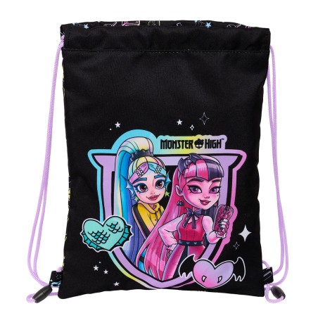 Rucksacktasche mit Bändern Monster High Schwarz 26 x 34 x 1 cm