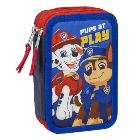 Dreifaches Federmäppchen The Paw Patrol Blau 12,5 x 6,5 x 19,5 cm