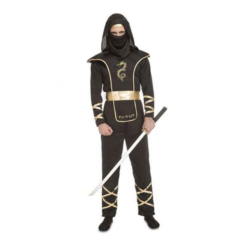 Verkleidung für Erwachsene My Other Me Schwarz Ninja Einheitsgröße (4 Stücke)