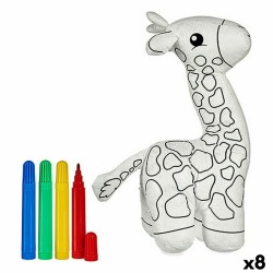 Plüschtier zum Anmalen Giraffe Weiß Schwarz 9 x 23 x 15 cm (8 Stück)