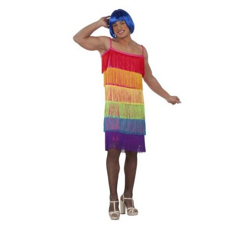 Verkleidung für Erwachsene My Other Me Rainbow Bunt Kleid Mit Fransen Größe 54