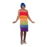 Verkleidung für Erwachsene My Other Me Rainbow Bunt Kleid Mit Fransen Größe 54