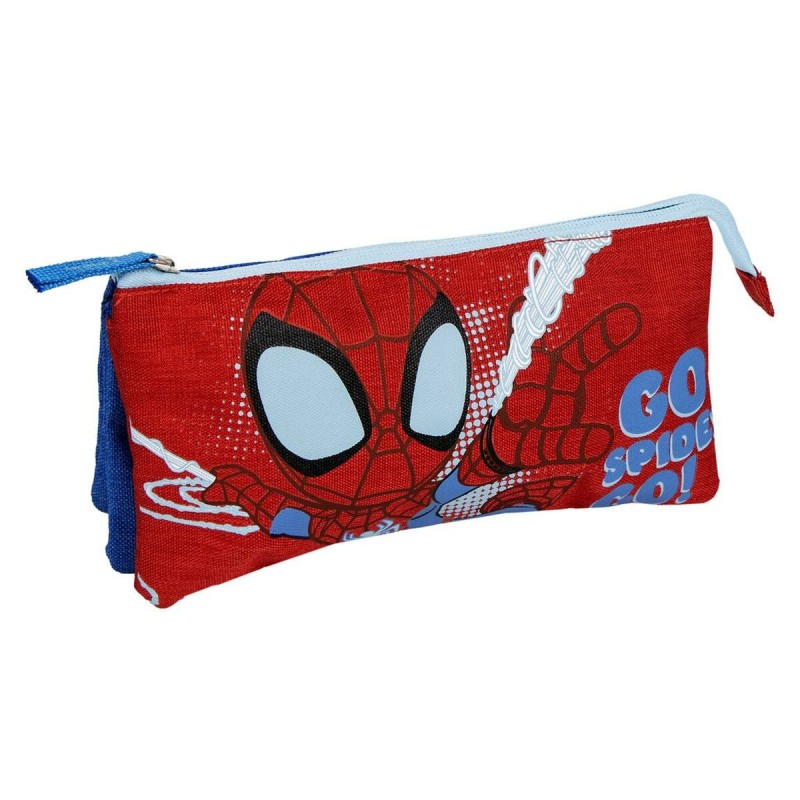 Dreifaches Mehrzweck-Etui Spidey Rot 22 x 12 x 2 cm