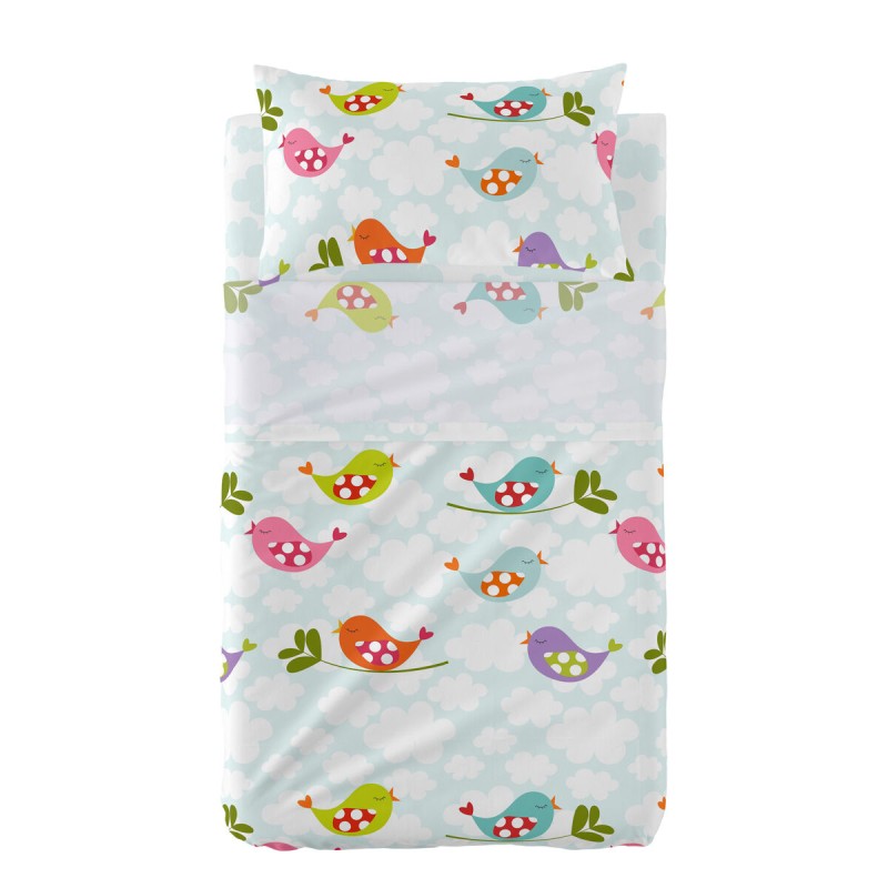 Bettwäsche-Set für Babybetten HappyFriday Mr Fox Little Birds Bunt Babybettchen 2 Stücke