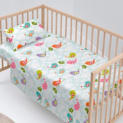 Bettwäsche-Set für Babybetten HappyFriday Mr Fox Little Birds Bunt Babybettchen 2 Stücke