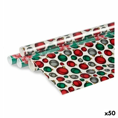 Geschenkpackung 70 x 200 cm Weihnachtsbaumkugeln Bunt (50 Stück)