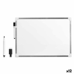 Magnetisches Whiteboard mit Marker Weiß Aluminium 25 x 35 cm (12 Stück)