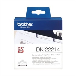 Kontinuierliches Thermopapierband Brother DK-22214 12 x 30,48 mm Schwarz Schwarz/Weiß Weiß