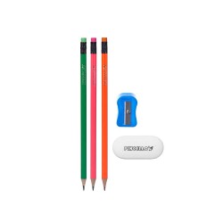 Bleistifte Set Spitzer Radiergummi (12 Stück)