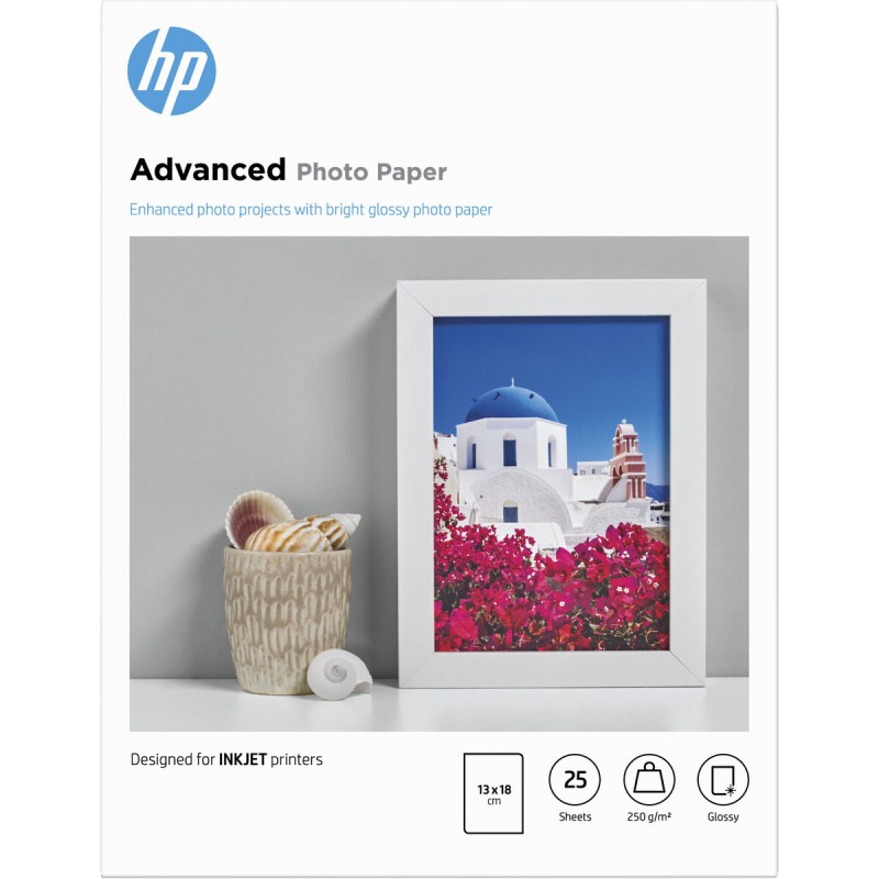 Glänzendes Photopapier HP Q8696A A5 25 Blatt (25 Stück)