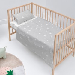 Bettwäsche-Set HappyFriday Basic Kids Little star Grau Babybettchen 2 Stücke