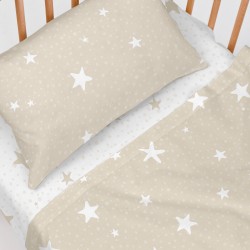 Bettwäsche-Set HappyFriday Basic Kids Little star Beige Babybettchen 2 Stücke