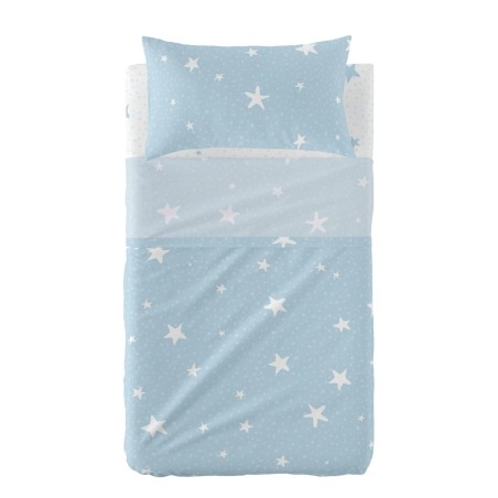 Bettwäsche-Set HappyFriday Basic Kids Little star Blau Babybettchen 2 Stücke